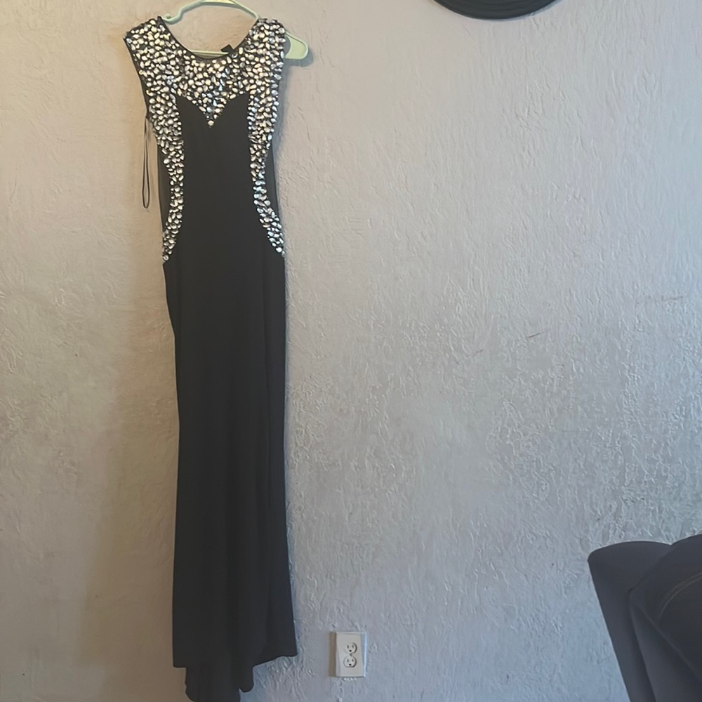 Black gown with rhinestones